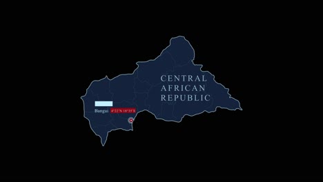 Blue-Central-African-Republic-map-with-Bangui-capital-city-and-geographic-coordinates-on-black-background