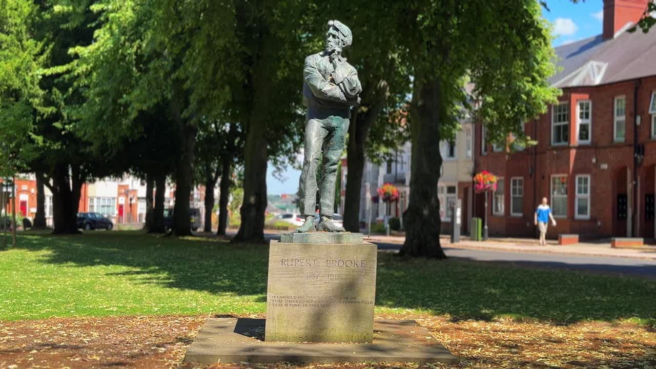 Rupert Brooke english poet from Rugby, United Kingdom statue landmark