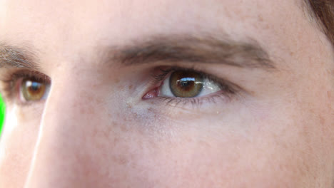 close up of a caucasian man eyes