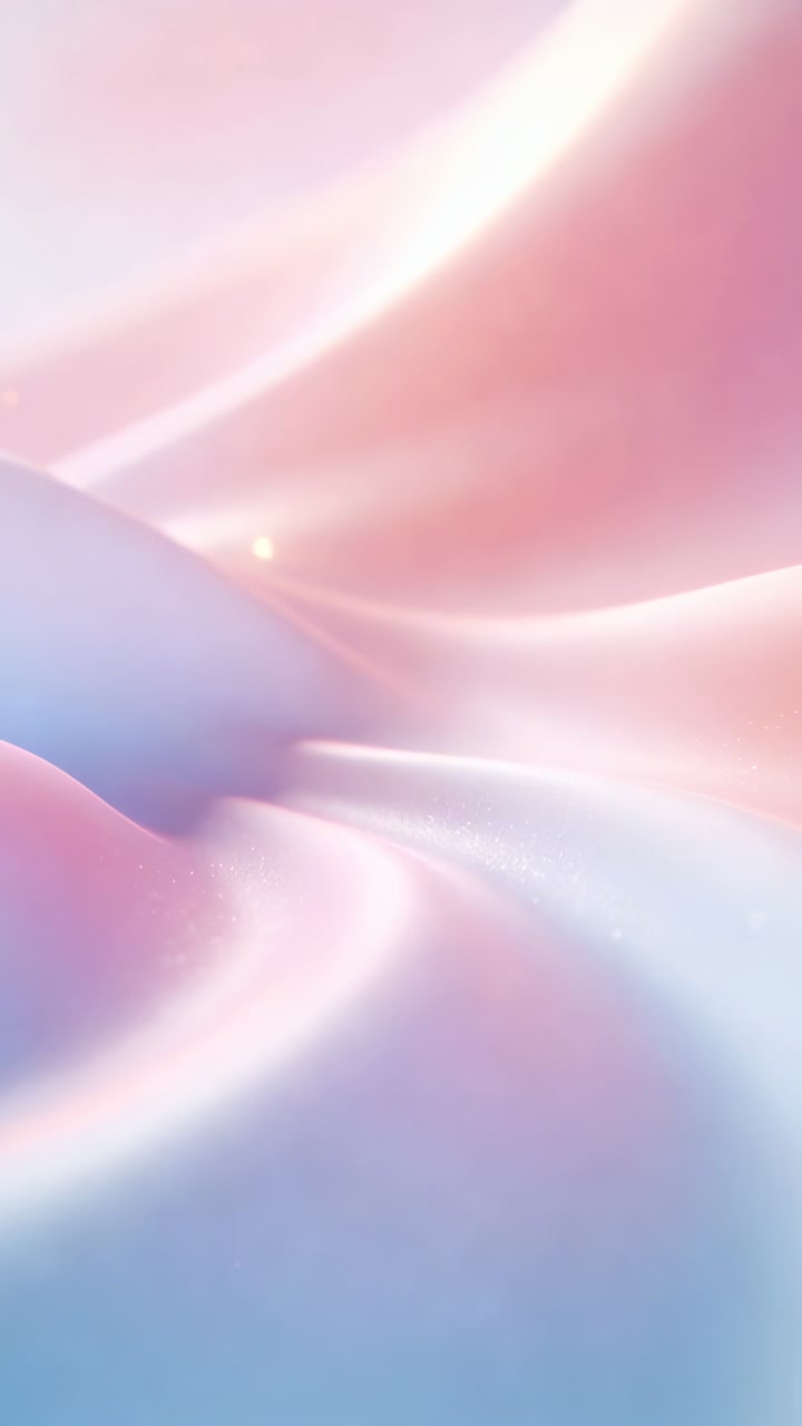 Vertical video: Playing silk ribbons drifting on tall screen with light sparkles for wallpaper