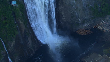 famous tourist attraction, montmorency falls waterfall in quebec, canada