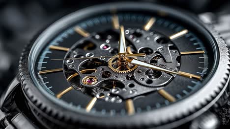 luxury automatic watch mechanism ticking showing time