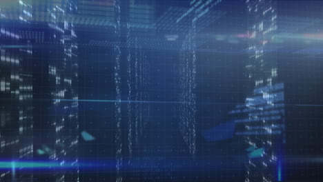 animación del procesamiento de datos a través de servidores informáticos