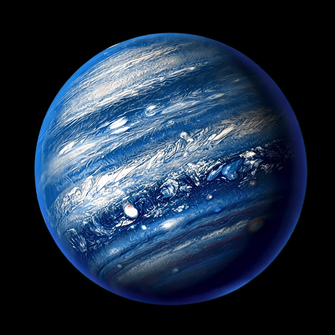 Blue swirling gas planet animation isolated asset, transparent 4K video, alpha channel, ProRes 4444