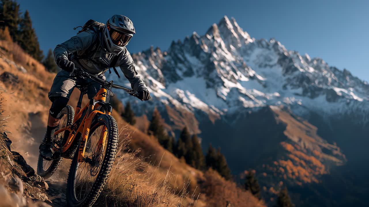 Thrilling mountain biking descent through rocky terrain
