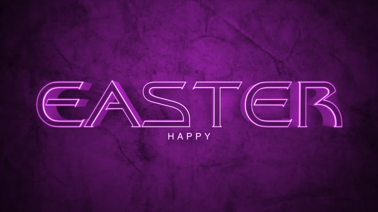 Monochrome Happy Easter on purple gradient