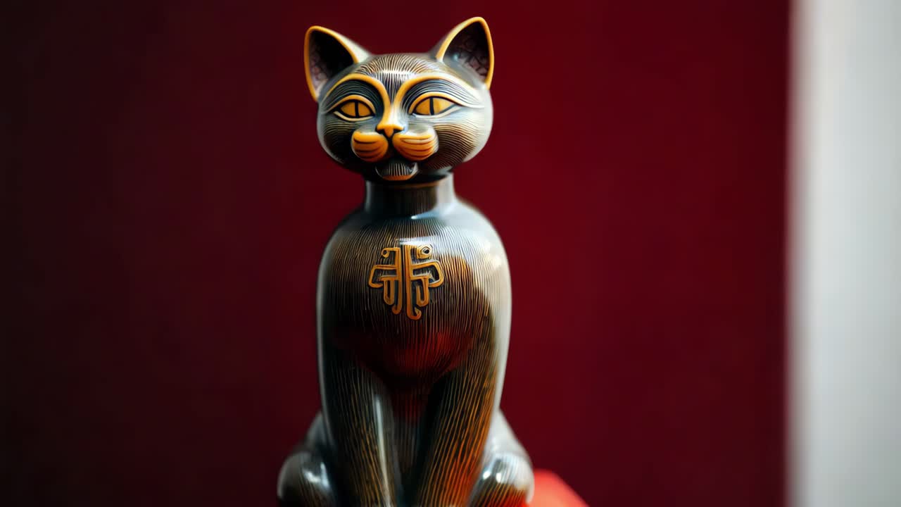 estatuilla de gato negro adornado