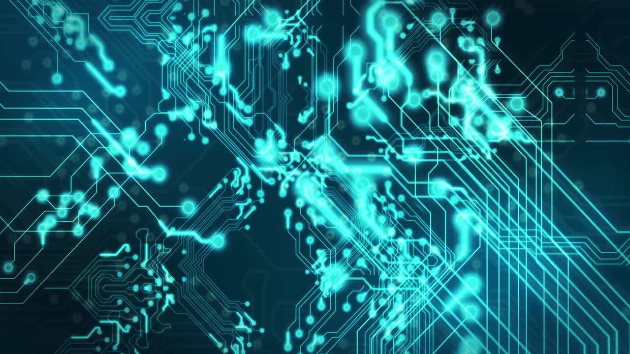 검은 바탕 위의 기술 회로의 애니메이션