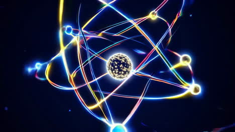 abstract atomic model with glowing orbits