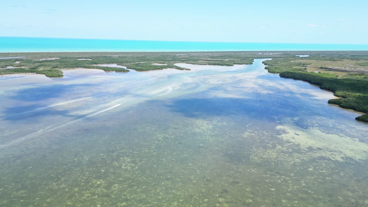 Cuyo, mexico, showcasing turquoise waters, mangroves, and coastal beauty, aerial view