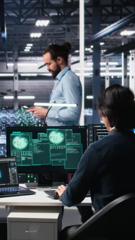 vertical video technicians in ai server hub panicked by hacking attempt stealing company data