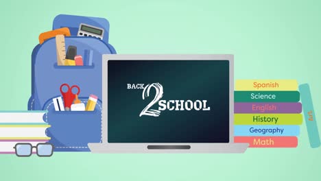 animation of back to school text on green background