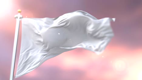 white flag waving at wind in slow at sunset, loop