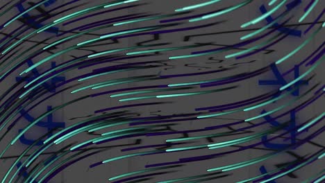animazione di forme e tracce luminose su sfondo bianco.