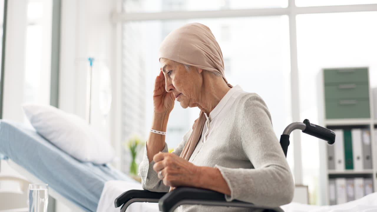 Depression, cancer and angry elderly woman