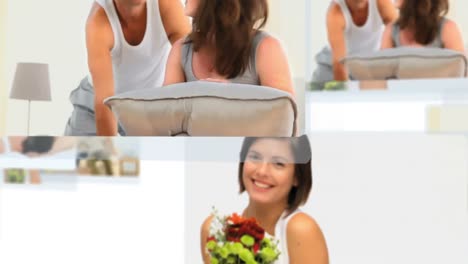 montaje de parejas encantadoras pasando un buen rato