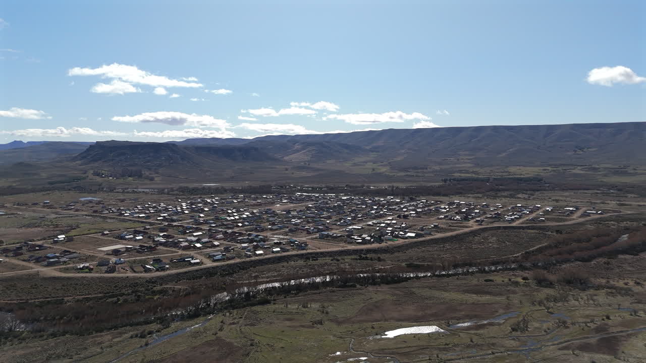 mountainous landscape in Junín de los Andes, Argentina, characterized by Andes range of mountains, drone slow motion footage