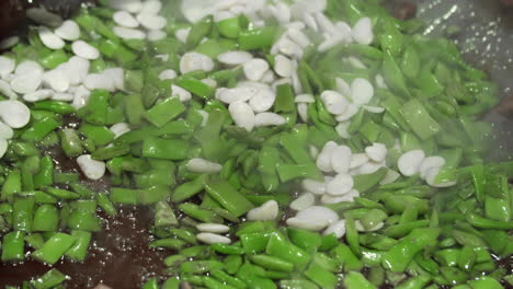 preparing green and white beans