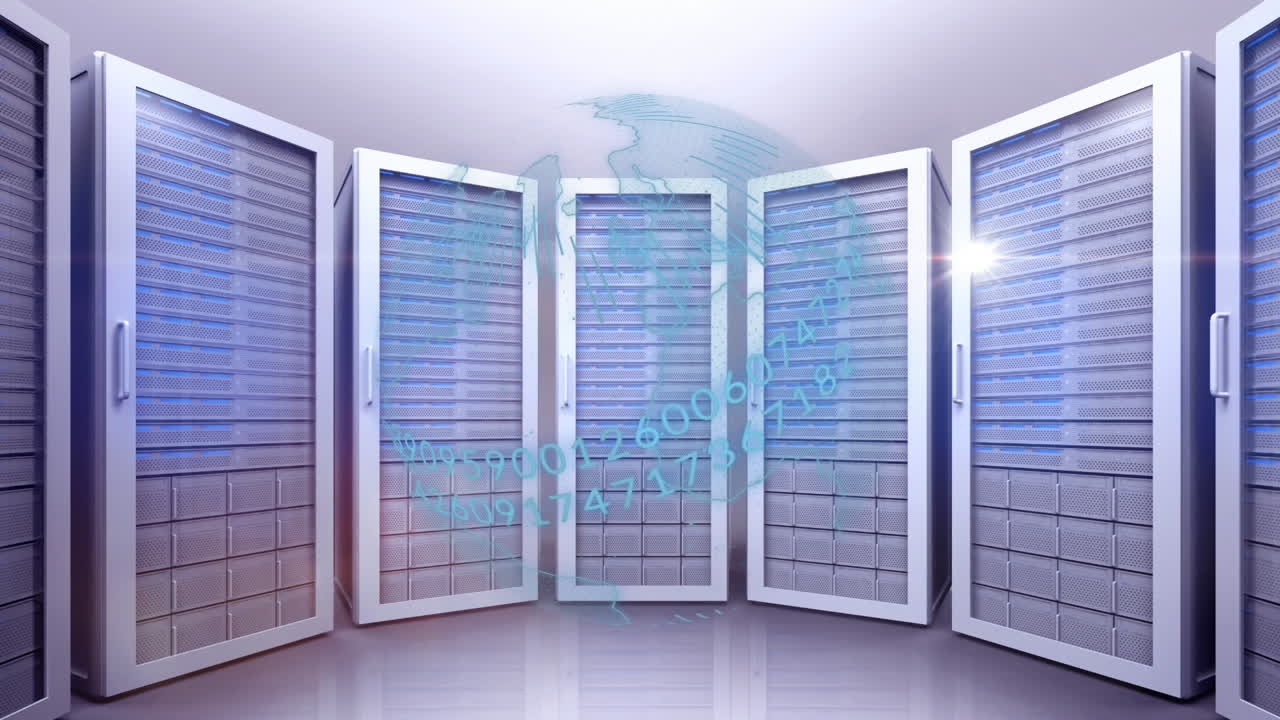 Animation of globe over server room