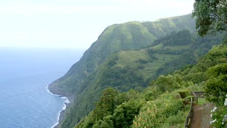 viewing spot at impressive cliffs on sao miguel island in the azores