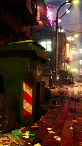 cyberpunk city alley at night