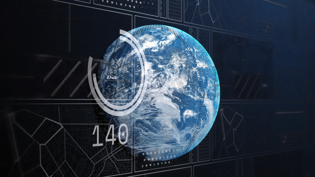 анимация двоичных кодов, изменение чисел, загрузка кругов и навигационной схемы по всему миру