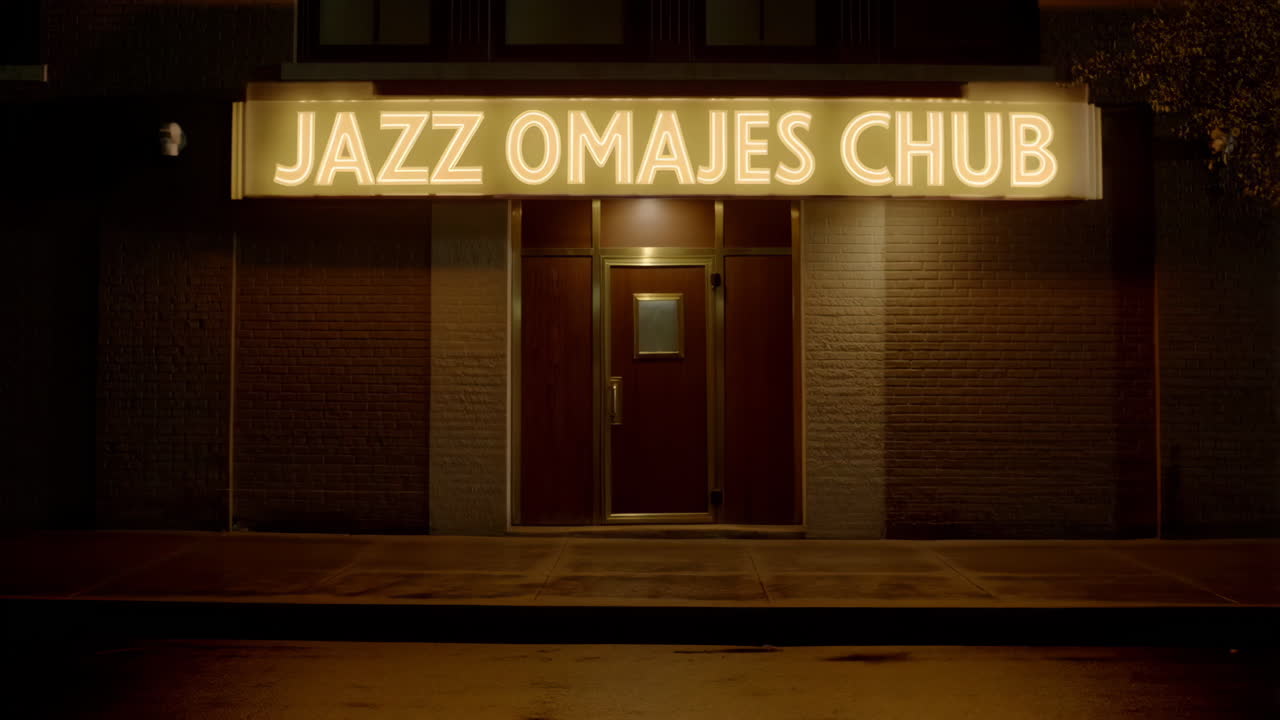 Exterior of a Jazz Club at Night