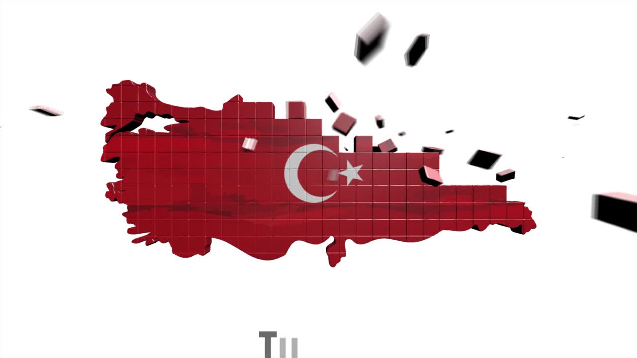 Turkey Map Showing Up Intro By Regions 4k animated Turkey map intro background with countries appearing and fading one by one and camera movement
