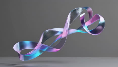 abstract iridescent ribbon on grey background