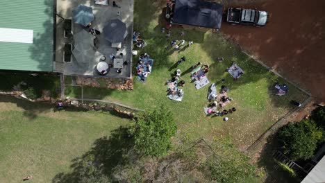 people enjoy picnic on green meadow