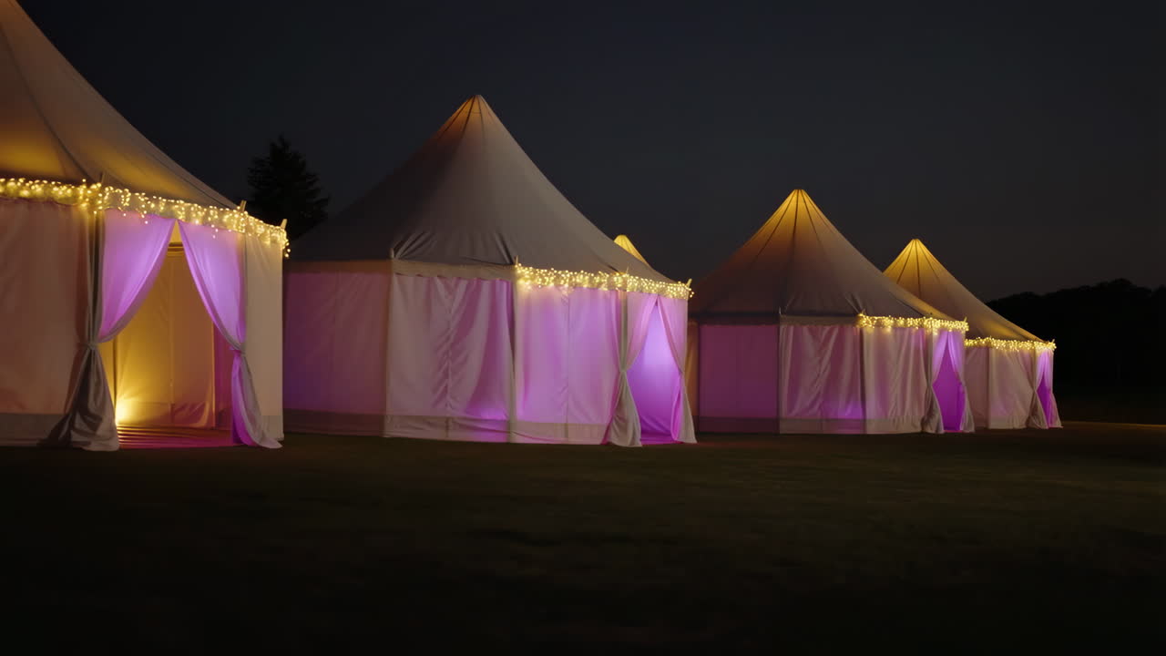 Illuminated Event Tents at Night