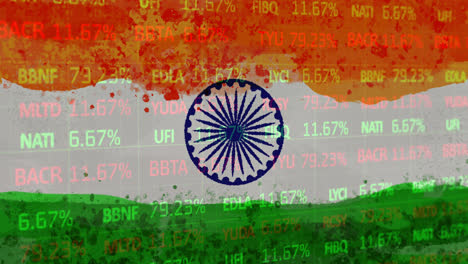 composition of financial data processing over indian flag