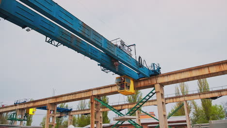 gantry crane over bright blue sky