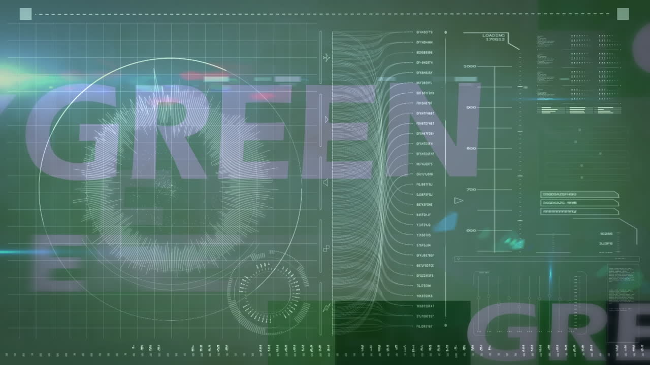 Animation of data processing and in green over servers