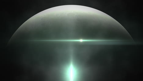 gran planeta y destello de estrellas en la galaxia