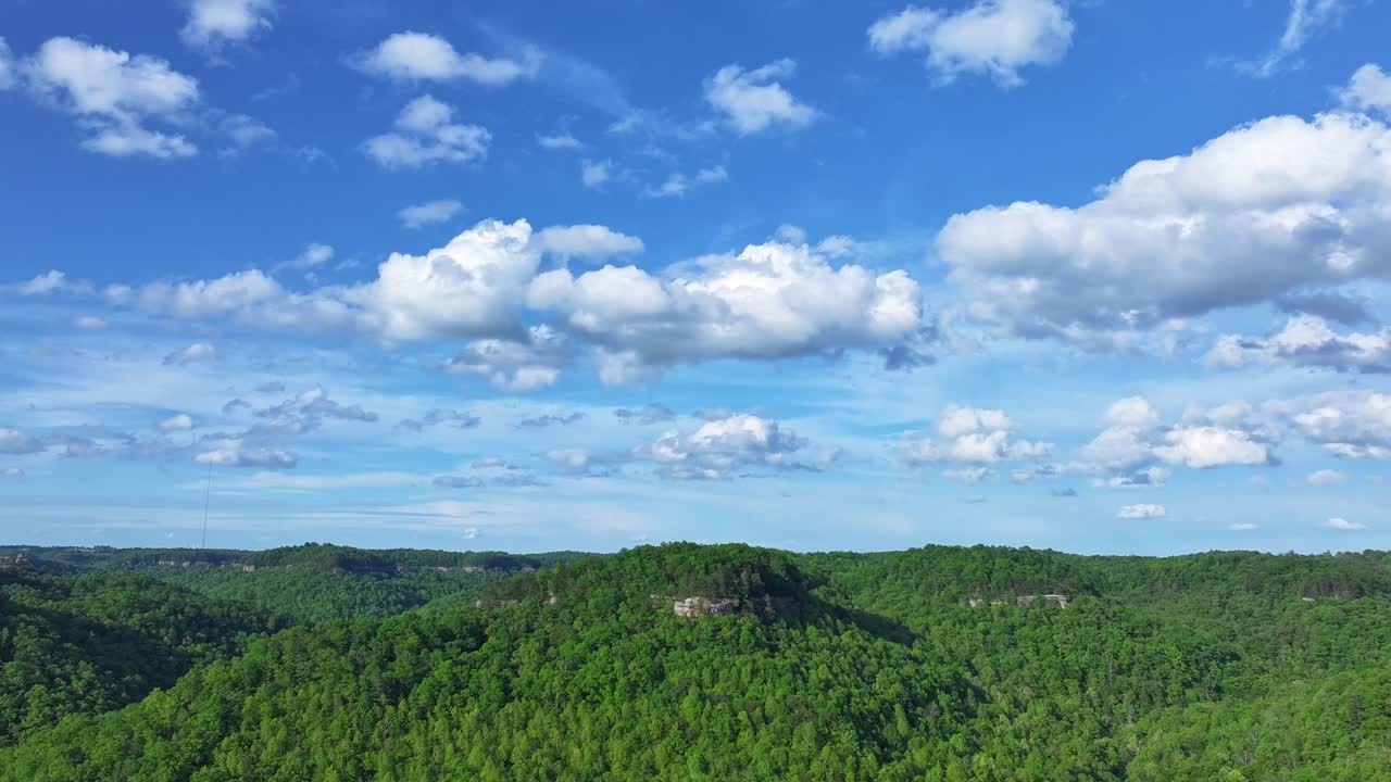Hyperlapse of clouds in Red River Gorge Kentucky, showing serene views of hills