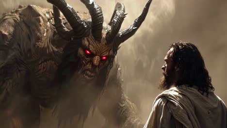 jesus confronts a horned demon