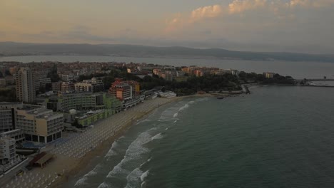 sunset at the beach near the world heritage site of nesebar in bulgaria