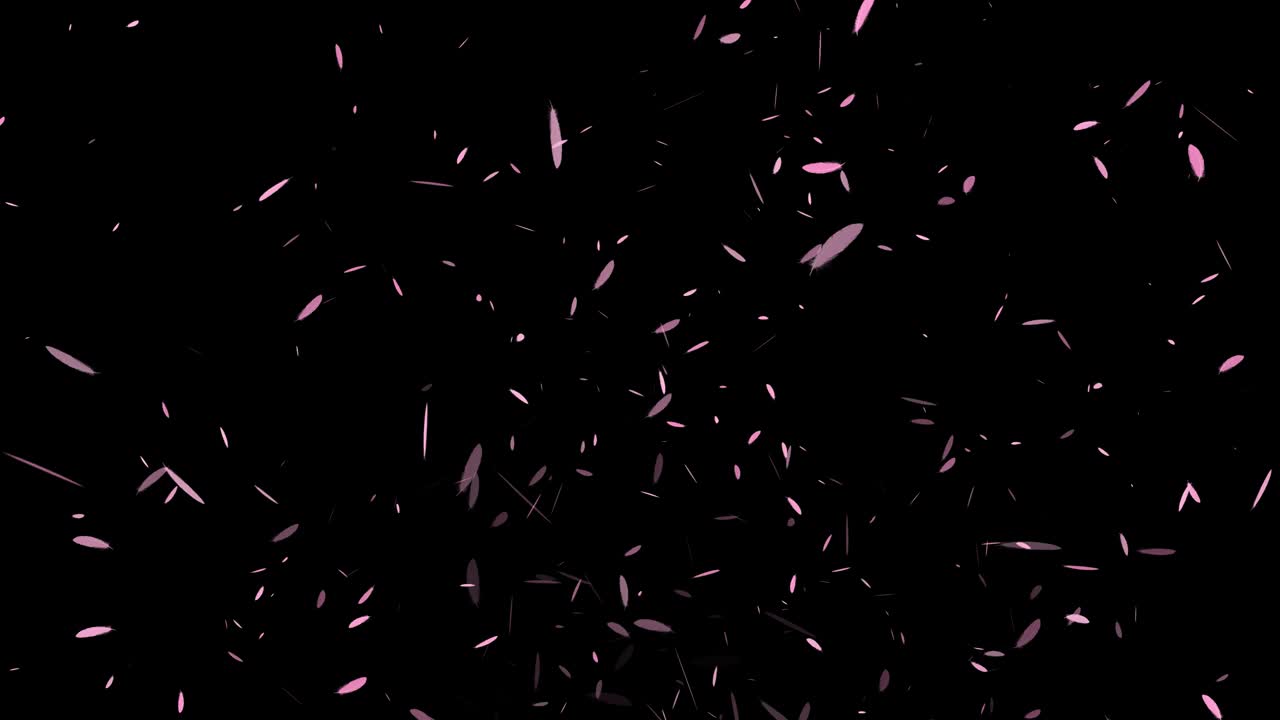 분홍색 털 날아가는 입자 모션 그래픽