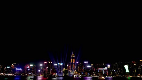 colorful light show over hong kong skyline