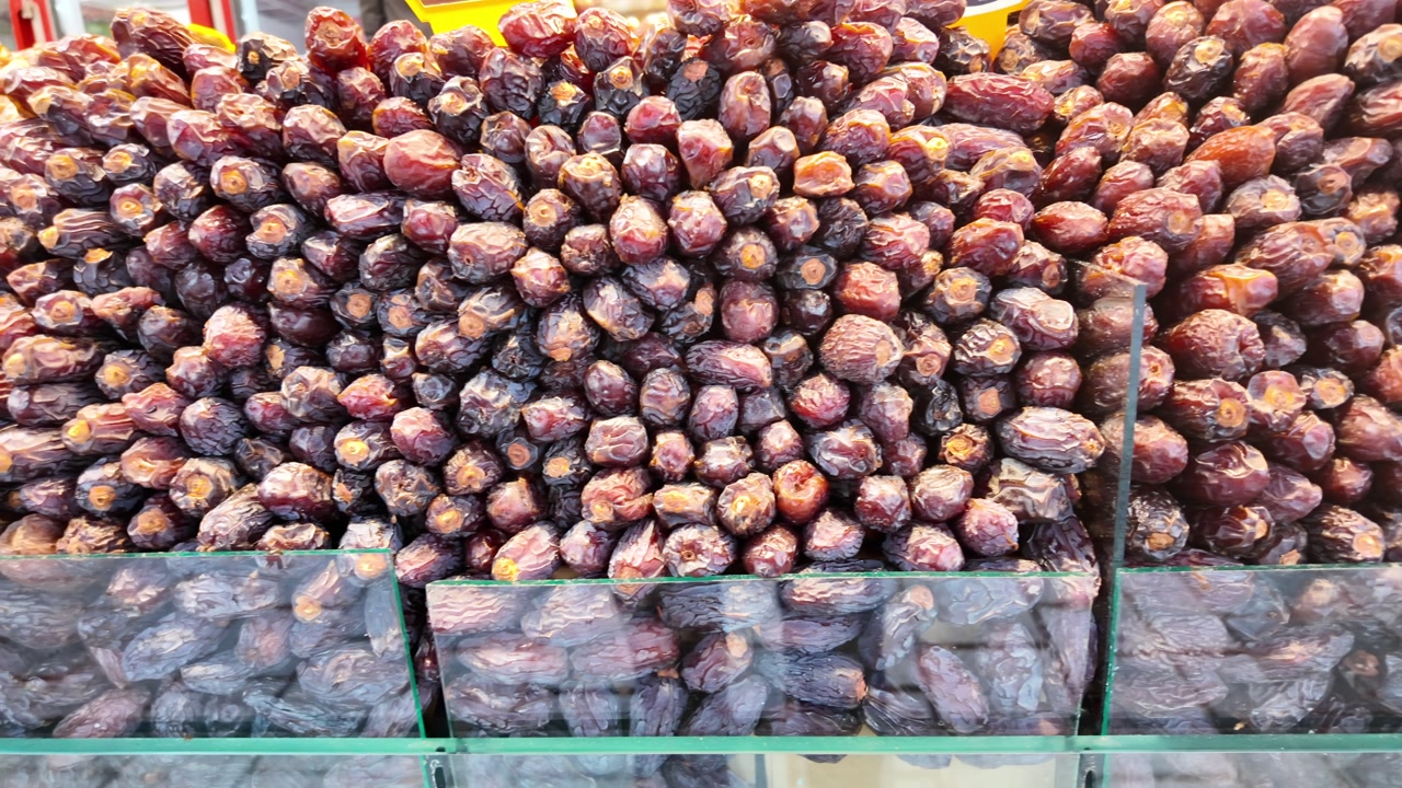 Abundant Dried Dates on Display in a Market