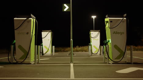 allego electric vehicle charging stations at night