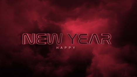 Dark-monochrome-Happy-New-Year-text-on-red-gradient