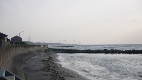 wind turbines on the sea of japan coast along tottori and shimane prefecture