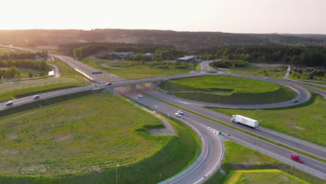 highway s6 in kielno, gdynia, poland - aerial flyover