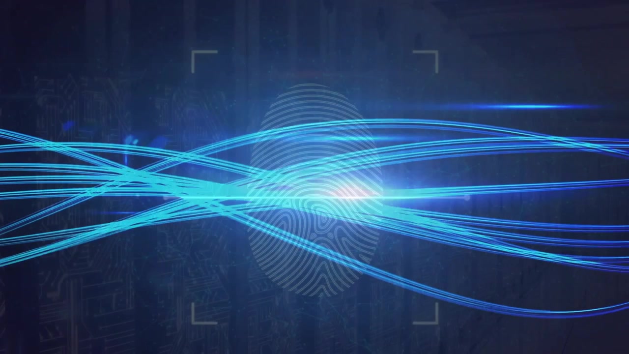 Digital Fingerprint Scanning with Glowing Data Streams