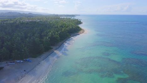 Strand-Von-Las-Terrenas-In-Der-Dominikanischen-Republik.-Luft-Nach-Vorne