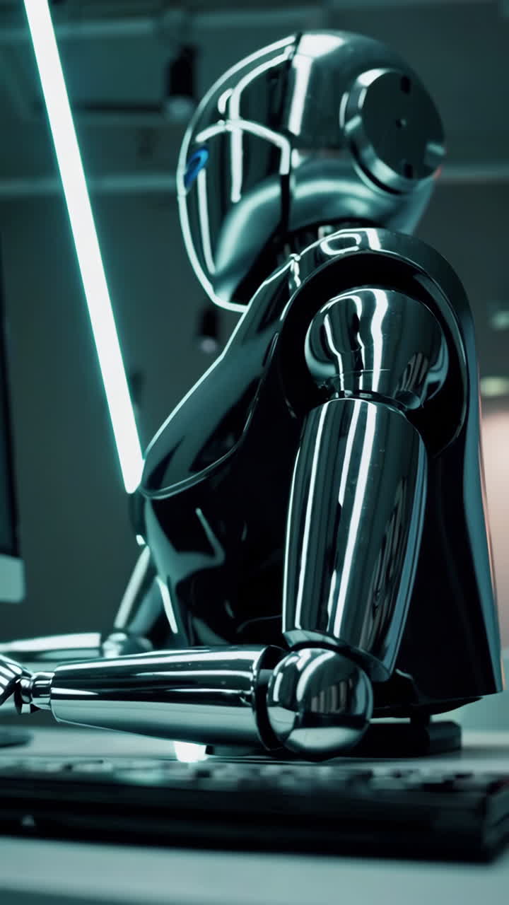 Robot Working at a Computer