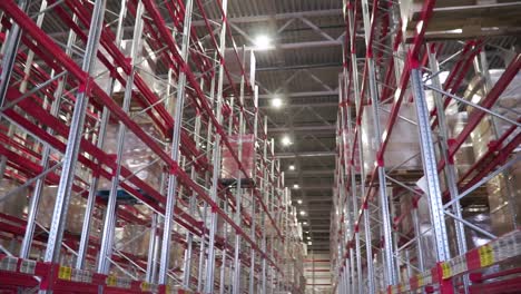 interior of a modern warehouse with high racks