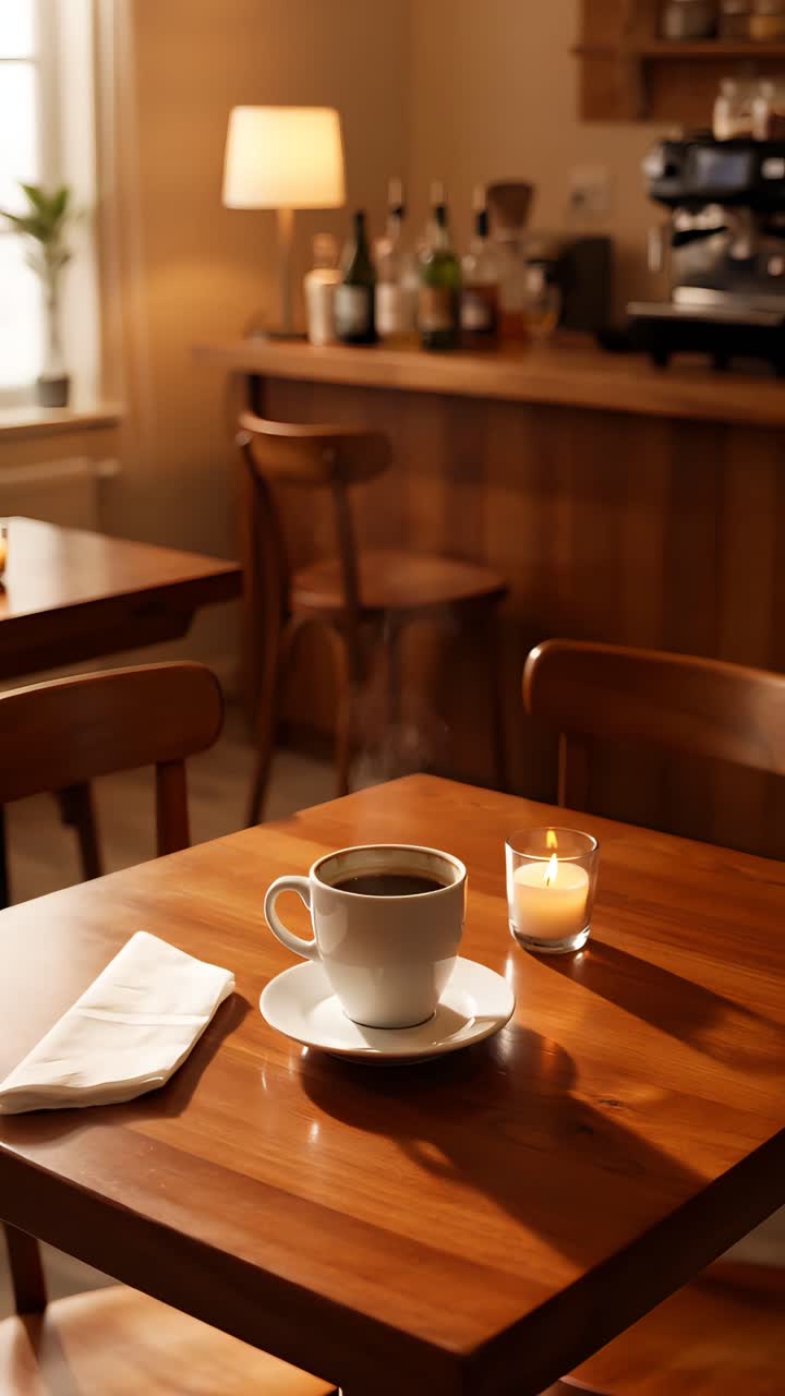 Interno di caffè estetico con atmosfera accogliente 4K